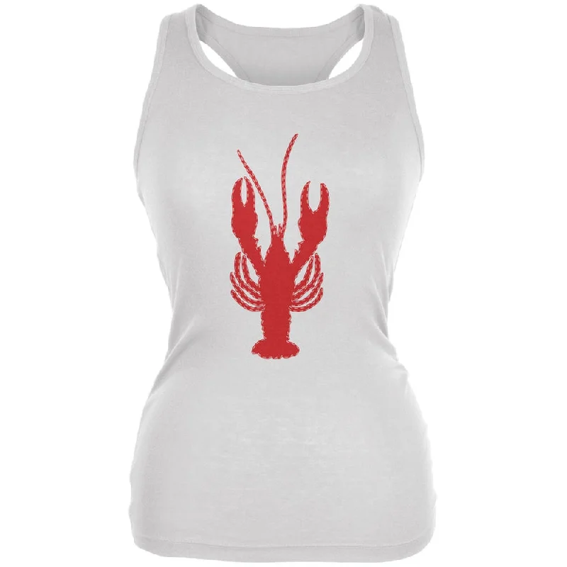 Summer - Lobster Faux Stitched White Juniors Soft Tank Top breathable tank top
