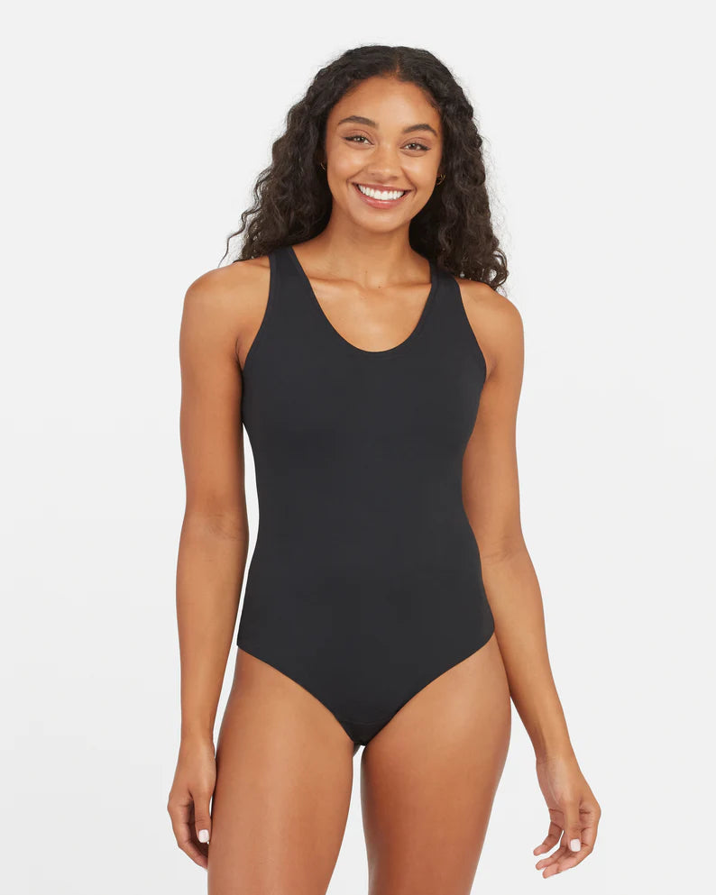 Suit Yourself Scoop Neck Tank Bodysuit Classic Black - SPANX cropped tank top