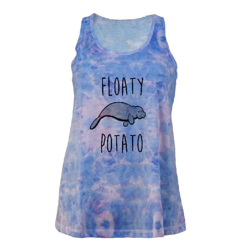Floaty Potato Manatee Juniors Tie Dye Tank Top tie dye tank