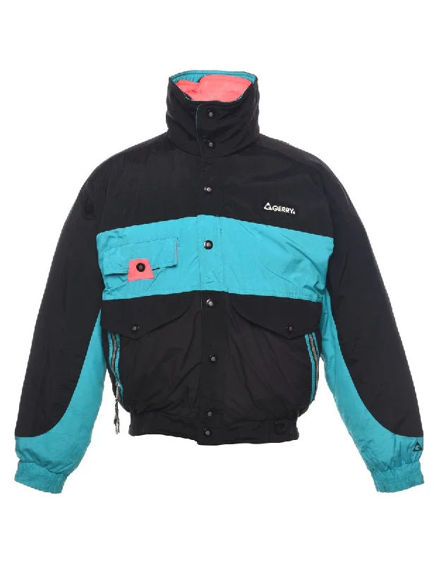 Black Puffer Jacket - M Hooded Jacket Caped Jacket Shawl Collar Jacket