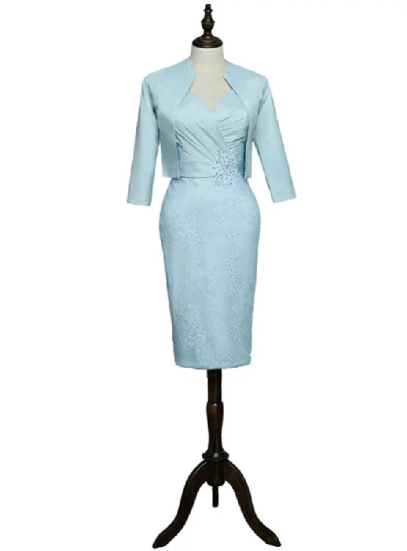 Knee Length With Jacket Blue Sheath Mother Of The Bride Dresses Fitted Jacket Loose Jacket Oversized Jacket Knee Length With Jacket Blue Sheath Mother Of The Bride Dresses Fitted Jacket Loose Jacket Oversized Jacket