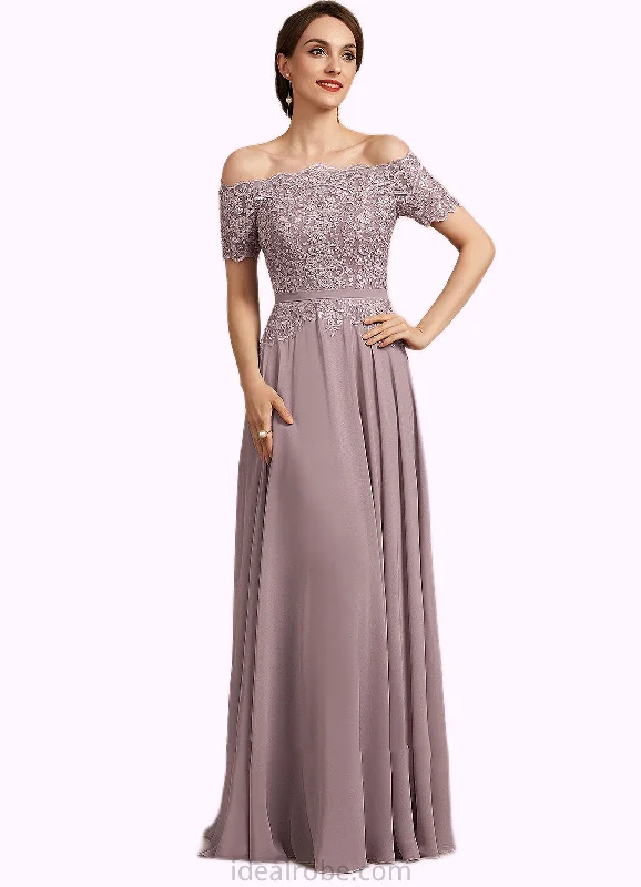 Gabriella A-Line Off-the-Shoulder Floor-Length Chiffon Lace Mother of the Bride Dress With Beading Sequins STK126P0014785 Gabriella A-Line Off-the-Shoulder Floor-Length Chiffon Lace Mother of the Bride Dress With Beading Sequins STK126P0014785