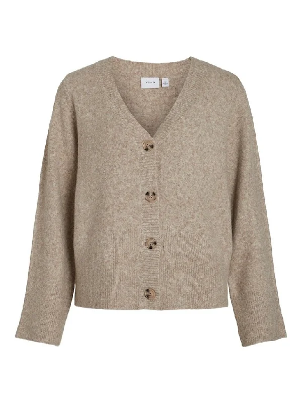 Vila Janey - Strik cardigan Collared Crew Neck Turtle Neck
