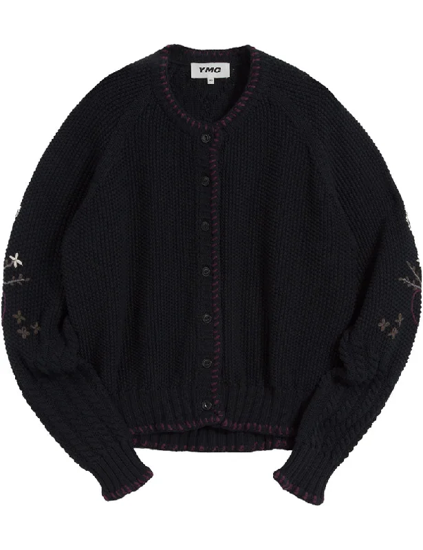 YMC Lotus Cardigan Black Boxy Cardigan Fitted Cardigan A-Line