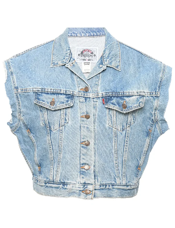 Levi's Denim Jacket Vest - M Zippered Front Buttoned Front Snap Front