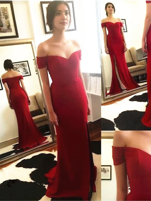 Red Off Shoulder Mermaid Prom Dresses, Red Mermaid Graduation Dresses, Evening Dresses, Red Formal Dresses Red Off Shoulder Mermaid Prom Dresses, Red Mermaid Graduation Dresses, Evening Dresses, Red Formal Dresses
