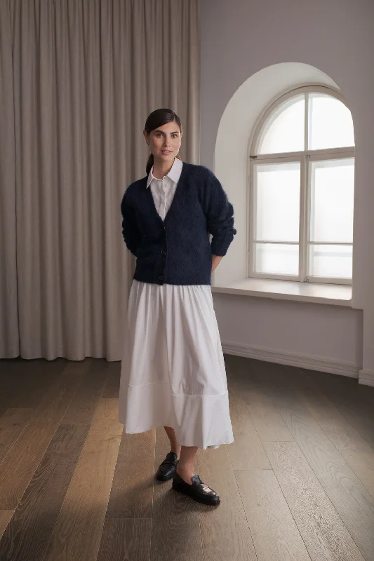 Alia Alpaca Blend Button Cardigan Dark navy Tailored Straight A-Line