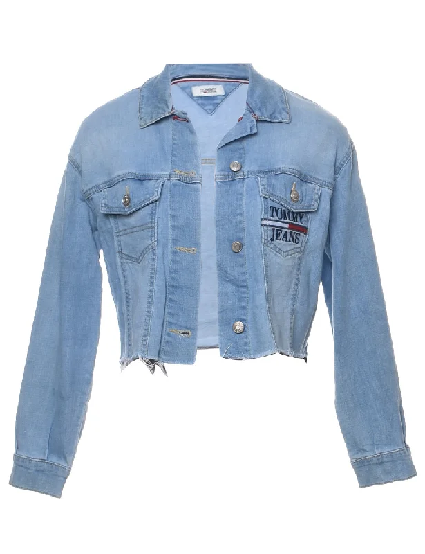 Cropped Denim Jacket - M Faux Fur Fabric Real Fur Fabric Shearling Fabric