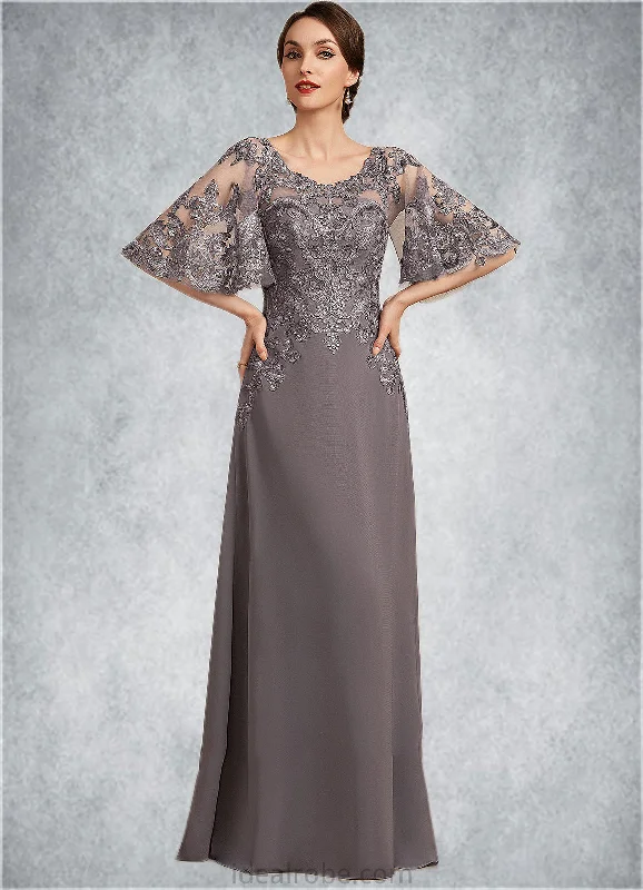 Riya A-Line Scoop Neck Floor-Length Chiffon Lace Mother of the Bride Dress With Sequins STK126P0014776 Riya A-Line Scoop Neck Floor-Length Chiffon Lace Mother of the Bride Dress With Sequins STK126P0014776