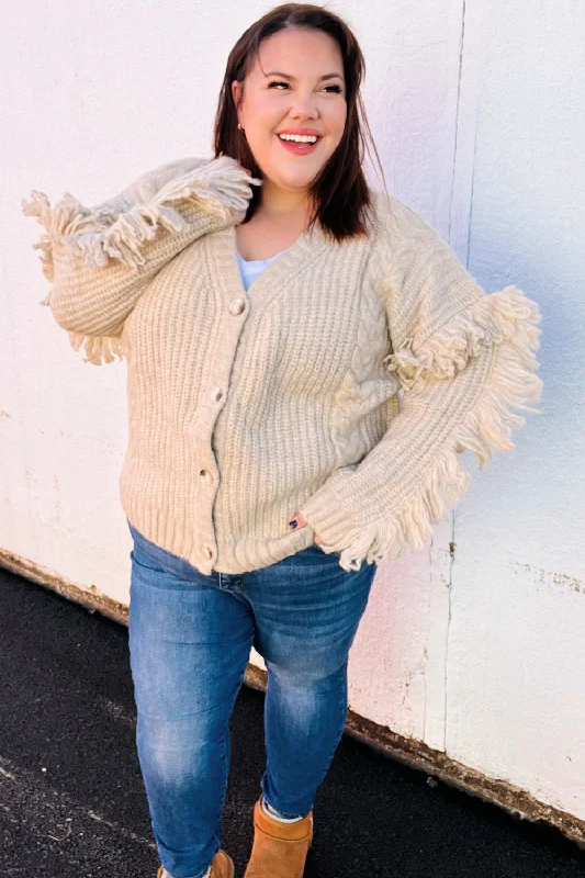 Weekend Ready Oatmeal V Neck Fringe Chunky Cable Cardigan Mesh Cardigan Canvas Denim Weekend Ready Oatmeal V Neck Fringe Chunky Cable Cardigan Mesh Cardigan Canvas Denim