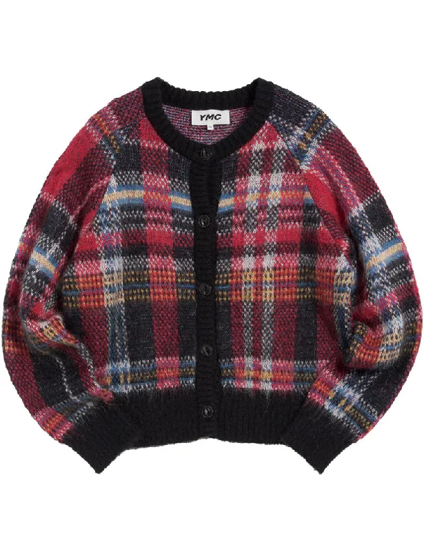 YMC Foxtail Tartan Cardigan Multi Plaid Cardigan Polka Dot Checkered