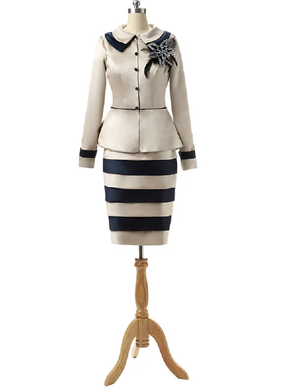 Champagne 3/4 Sleeve Knee Length Mother of the Bride Dresses With Jacket Print Jacket Jacquard Jacket Patchwork Jacket Champagne 3/4 Sleeve Knee Length Mother of the Bride Dresses With Jacket Print Jacket Jacquard Jacket Patchwork Jacket