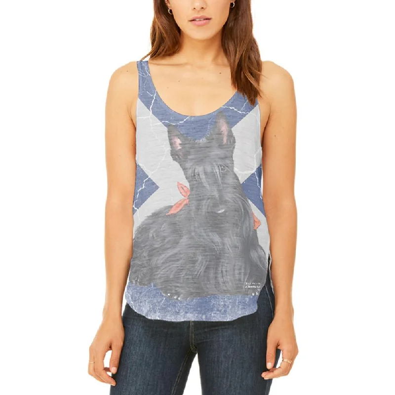 Scottish Terrier Live Forever Juniors Flowy Side Slit Tank Top cherry red tank