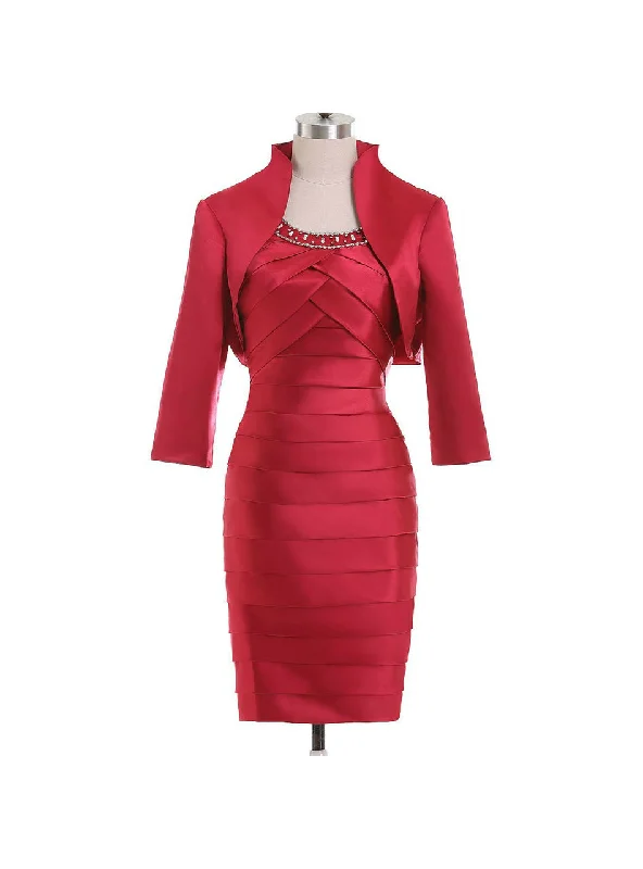 Red Short Mother Of The Bride Dresses Suits With Jackets Pleats Satin Faux Fur Jacket Real Fur Jacket Shearling Jacket Red Short Mother Of The Bride Dresses Suits With Jackets Pleats Satin Faux Fur Jacket Real Fur Jacket Shearling Jacket
