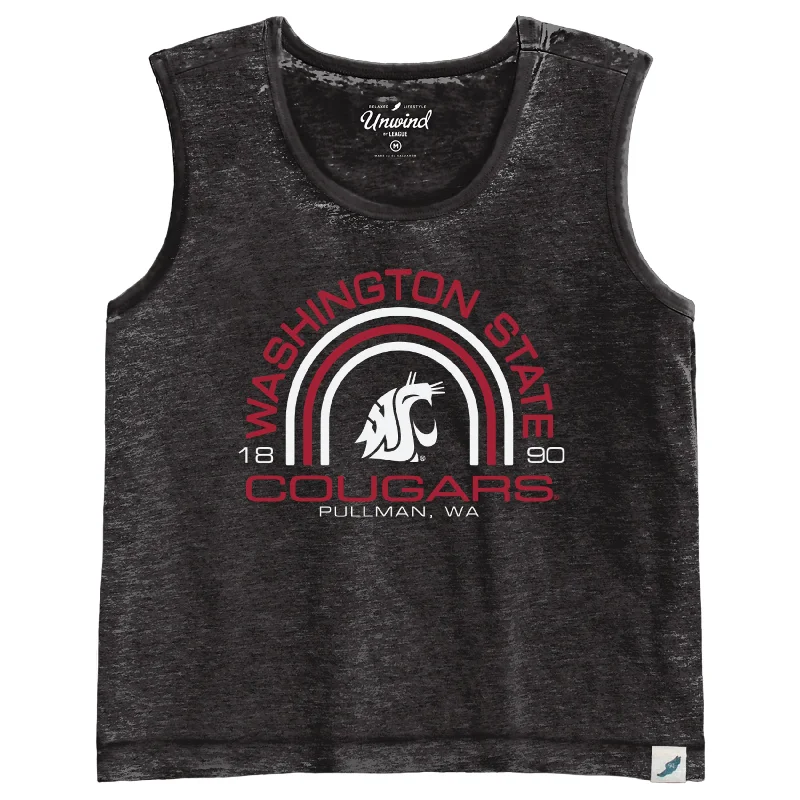League Ladies gray cropped Washington State Tank workout tank top