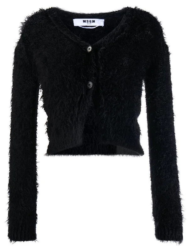 MSGM long-sleeve knitted cardigan Asymmetrical,ymmetric Pencil Cardigan