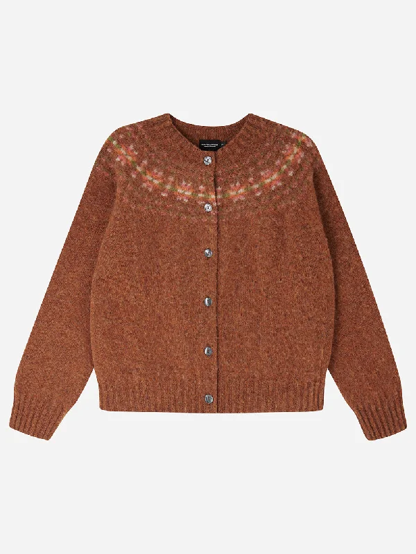 Cinnamon Fairisle Cardigan Transparent Opaque Sheer