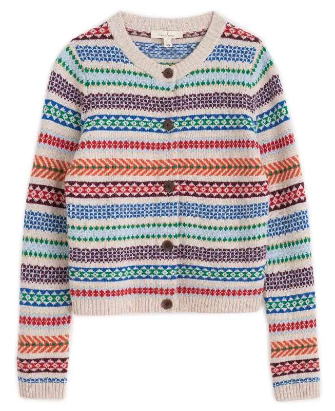 Percella Cove Fair Isle Cardigan - Knit Abstraction Multi Soft Cozy Warm