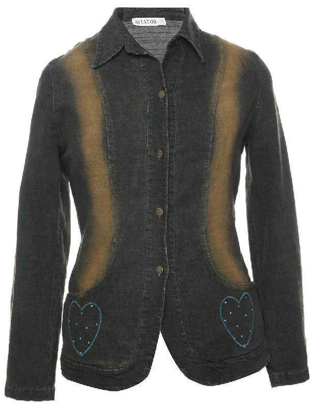 Button Front Denim Jacket - M Denim Jacket Leather Jacket Suede Jacket