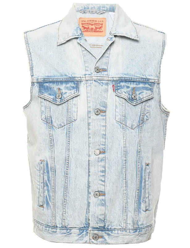 Levi's Denim Jacket Vest - L A-Line Jacket Boat Neck Shawl Collar
