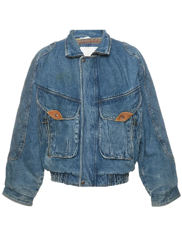 Medium Wash Denim Jacket - L Fleece Jacket Down Jacket Feather Jacket