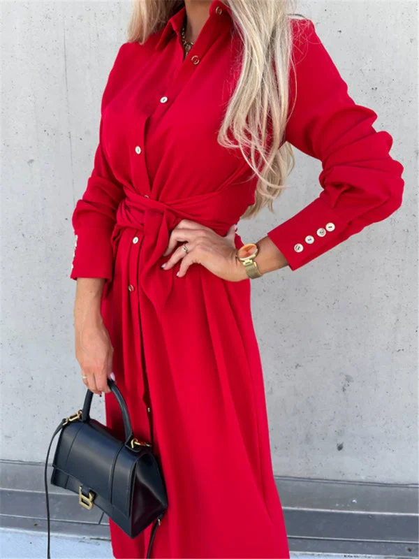 New long skirt solid color cardigan long sleeve dress Silk Blend Satin Velvet