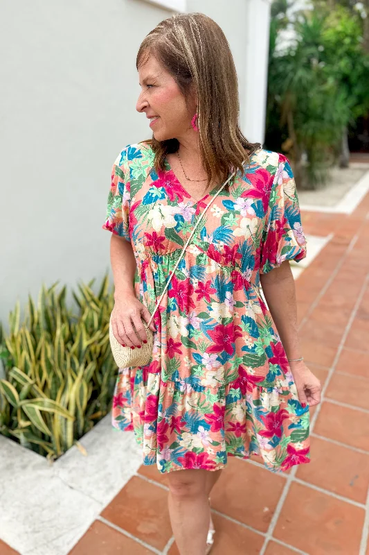 Take Me To The Tropics Peach Blossom Dress *FINAL SALE*