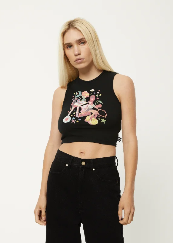 AFENDS Womens Josie Dalston - Graphic Tank - Black gold tank top
