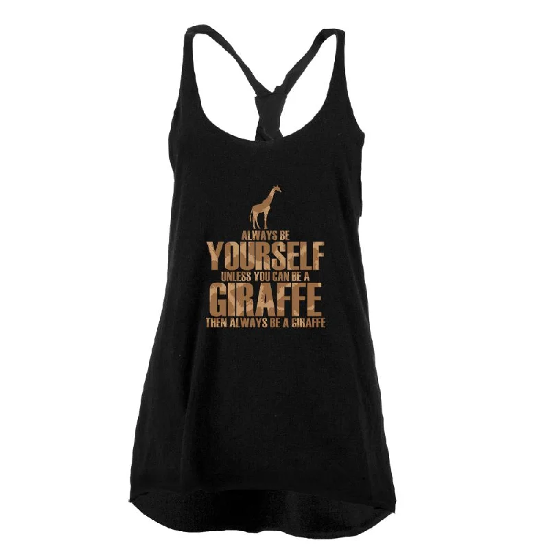 Always Be Yourself Giraffe Juniors Twist Tank Top cutout tank top