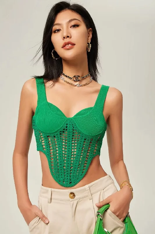 Fashion Crochet Knitted Midriff Baring Summer Tank Tops open back tank