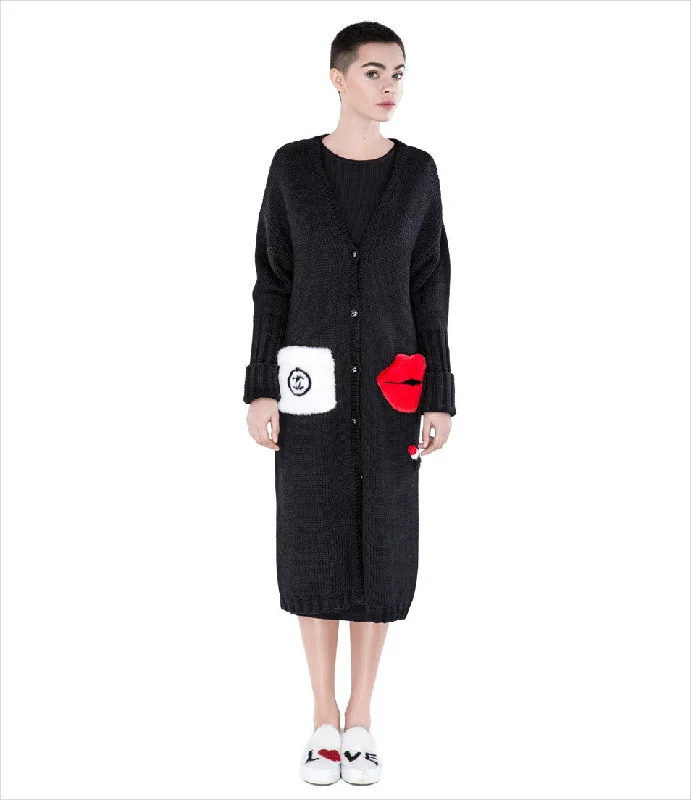 "I Love Coco" Long Cardigan Bright Pastel Dark