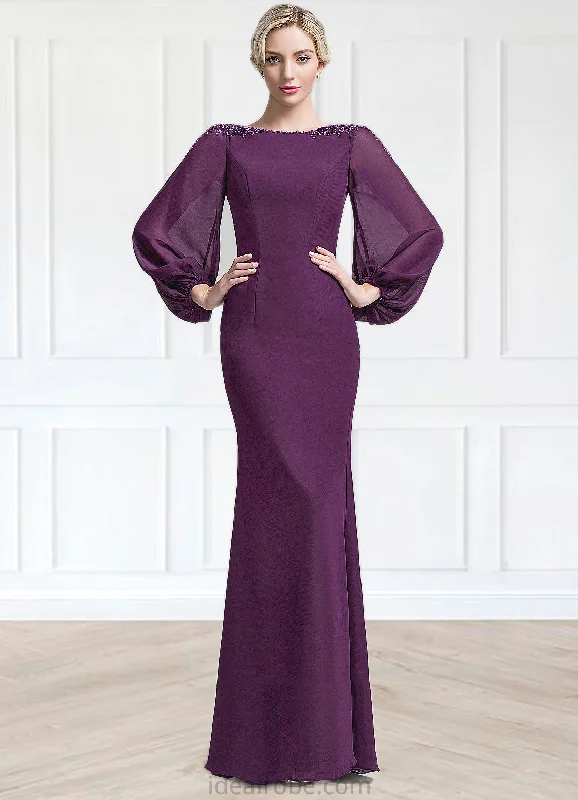 Linda Trumpet/Mermaid Scoop Neck Floor-Length Chiffon Mother of the Bride Dress With Beading Sequins STK126P0014748 Linda Trumpet/Mermaid Scoop Neck Floor-Length Chiffon Mother of the Bride Dress With Beading Sequins STK126P0014748