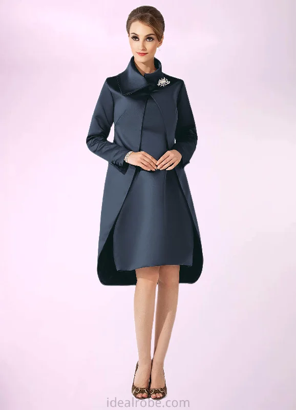 Marely Sheath/Column Scoop Neck Knee-Length Satin Mother of the Bride Dress STK126P0014812