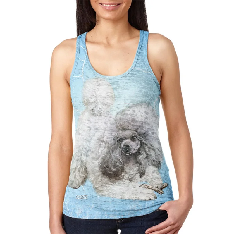 Poodle Live Forever Juniors Burnout Racerback Tank Top beige tank top
