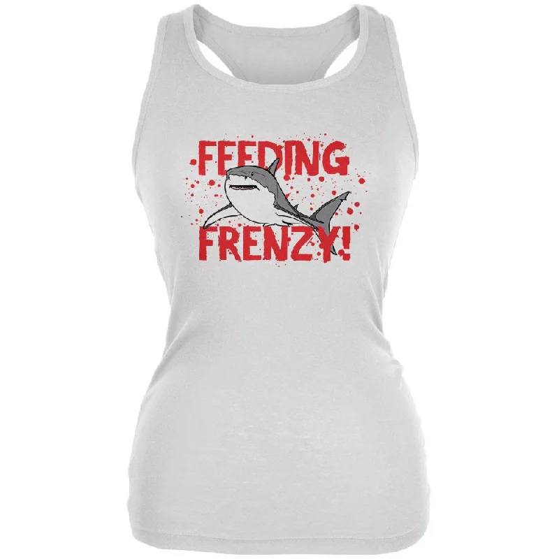 Shark Bloody Feeding Frenzy Juniors Soft Tank Top fitted tank top