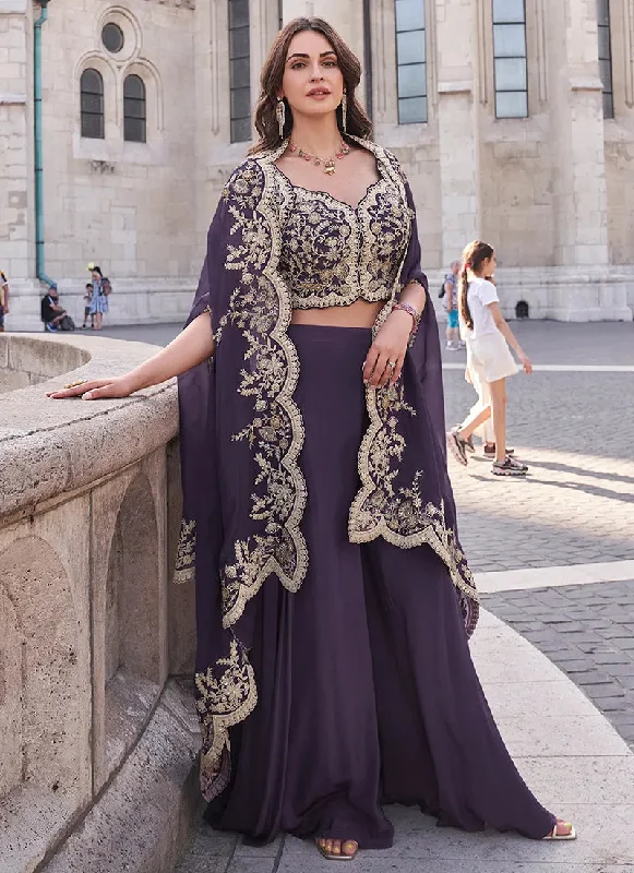 Purple Embroidered Jacket Style Designer Palazzo Suit Zippered Jacket Buttoned Jacket Snapped Jacket Purple Embroidered Jacket Style Designer Palazzo Suit Zippered Jacket Buttoned Jacket Snapped Jacket