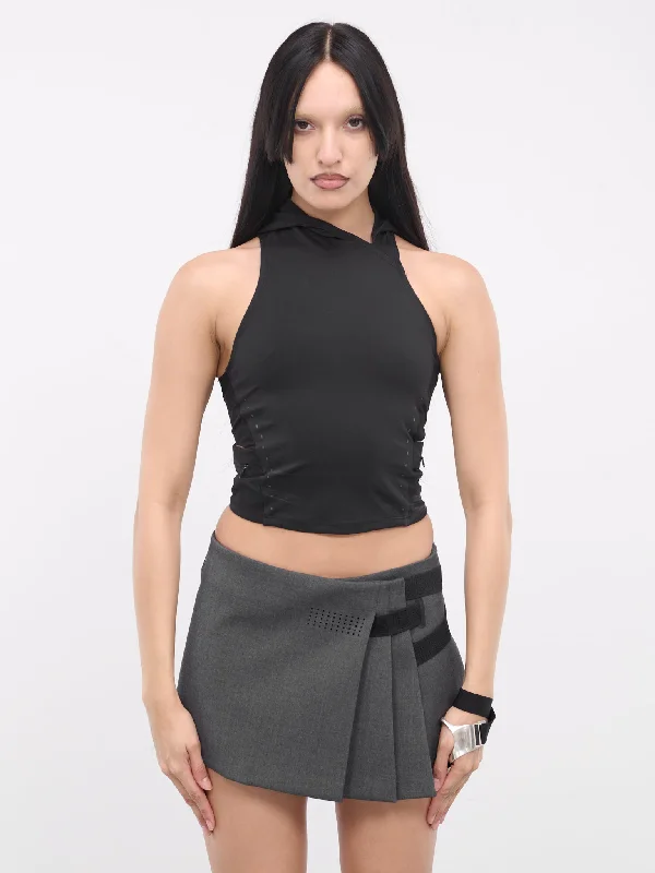 Asymmetric Hooded Tank (TS9K-BLACK) trendy tank top