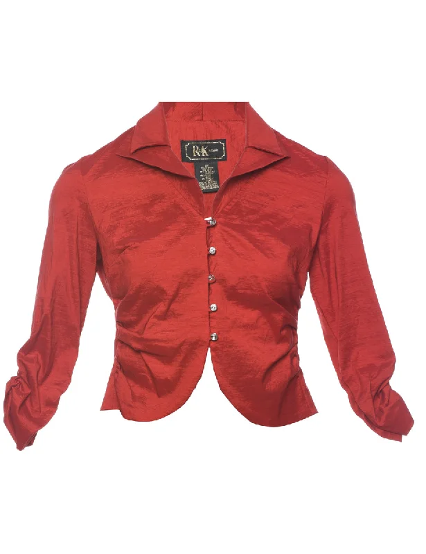 Cropped Red Jacket - M Cotton Fabric Linen Fabric Terry Fabric