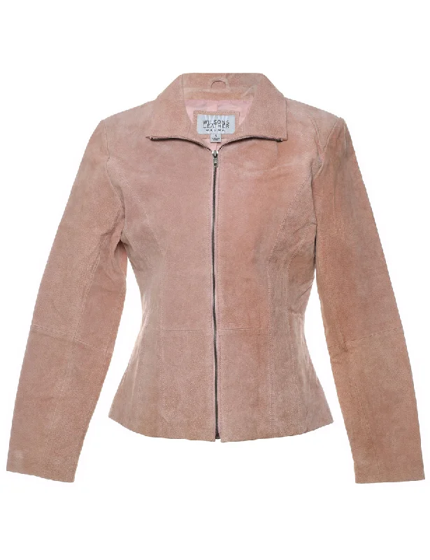 Light Pink Suede 1990s Jacket - S Satin Fabric Silk Fabric Chiffon Fabric
