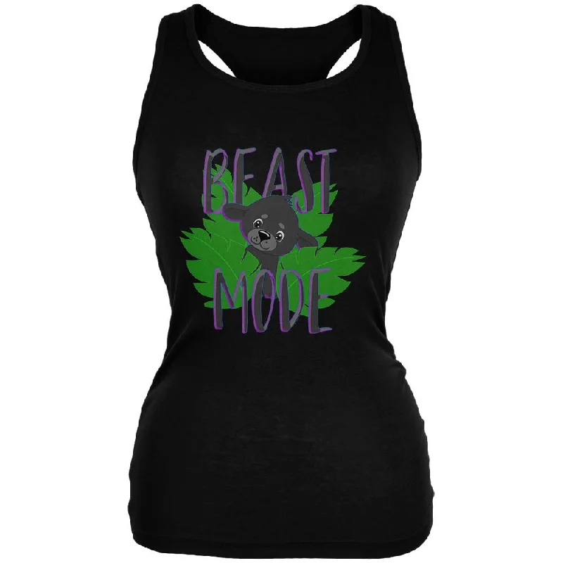 Beast Mode Cute Black Panther Cub Juniors Soft Tank Top cropped tank top