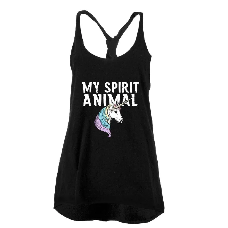 My Spirit Animal Unicorn Juniors Twist Tank Top lace back tank