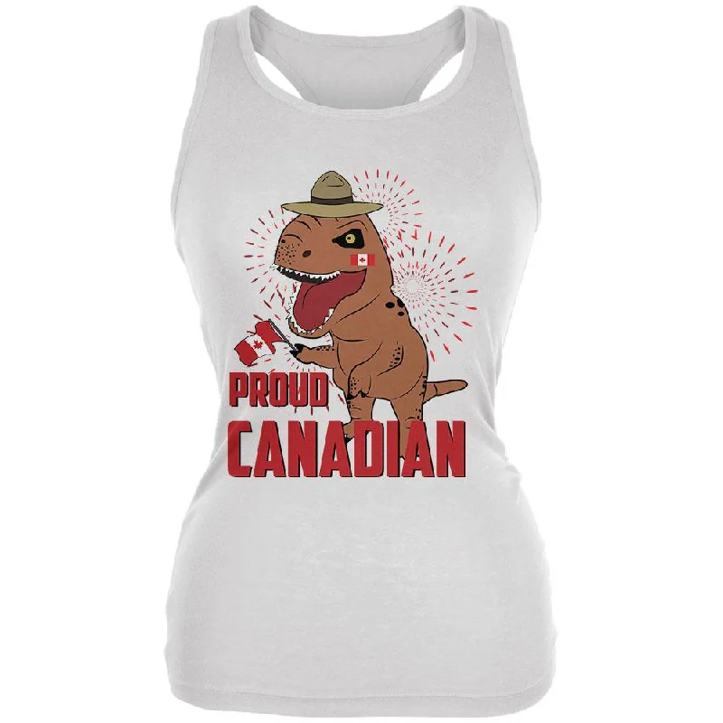 Canada Day Proud Canadian T-Rex Juniors Soft Tank Top modal blend tank