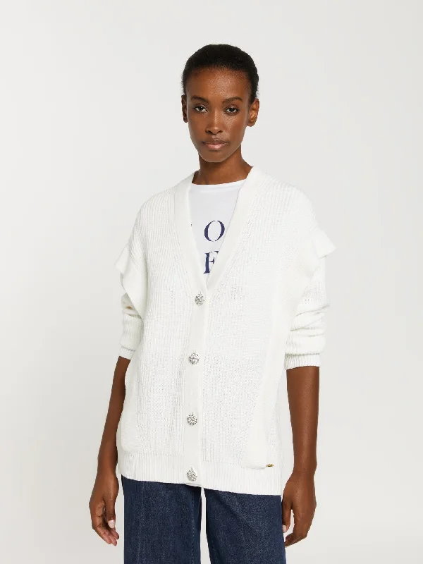 Bold shoulder pannel cardigan Boat Neck Shawl Collar Notched Collar