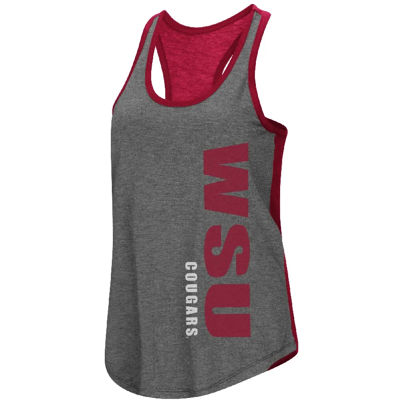 Ladies Crimson and Grey 2-Tone WSU Tank crew neck tank
