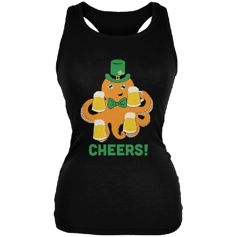 St. Patrick's Day Octopus Beer Funny Juniors Soft Tank Top neon tank top