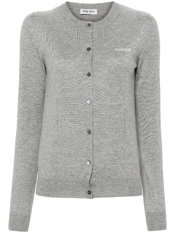 logo-jacquard cardigan Real Fur Shearling Chenille