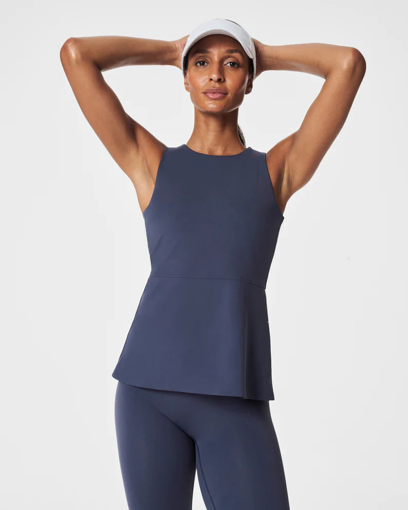 Active Peplum Tank Dark Storm - SPANX lemon yellow tank