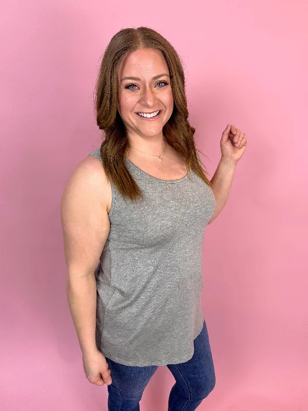 Heather Grey Solid Knit Sleeveless Tank Top sexy tank top