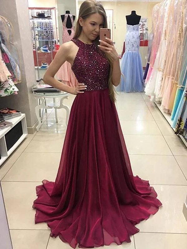 A-line Scoop Neck Burgundy Prom Dress, Burgundy Formal Dress, Burgundy Evening Dress A-line Scoop Neck Burgundy Prom Dress, Burgundy Formal Dress, Burgundy Evening Dress