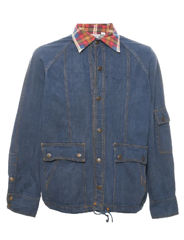 Dark Wash Denim Jacket - L Bomber Jacket Anorak Windbreaker